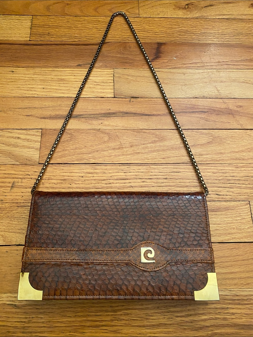 Vintage Pierre Cardin Snakeskin Shoulder Bag/Clutch Chestnut Gorgeous EUC